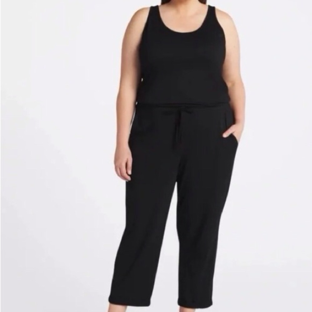 Michael Stars Women 1X Black Jersey Knit Drawstring Theo Tank Jumpsuit NWT FLAW
